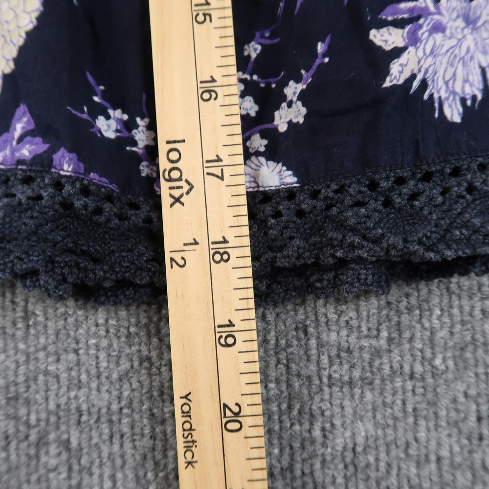 BB Dakota Top Womens XL Navy Blue Purple Floral Print Halter Cotton Summer Boho - Picture 5 of 11